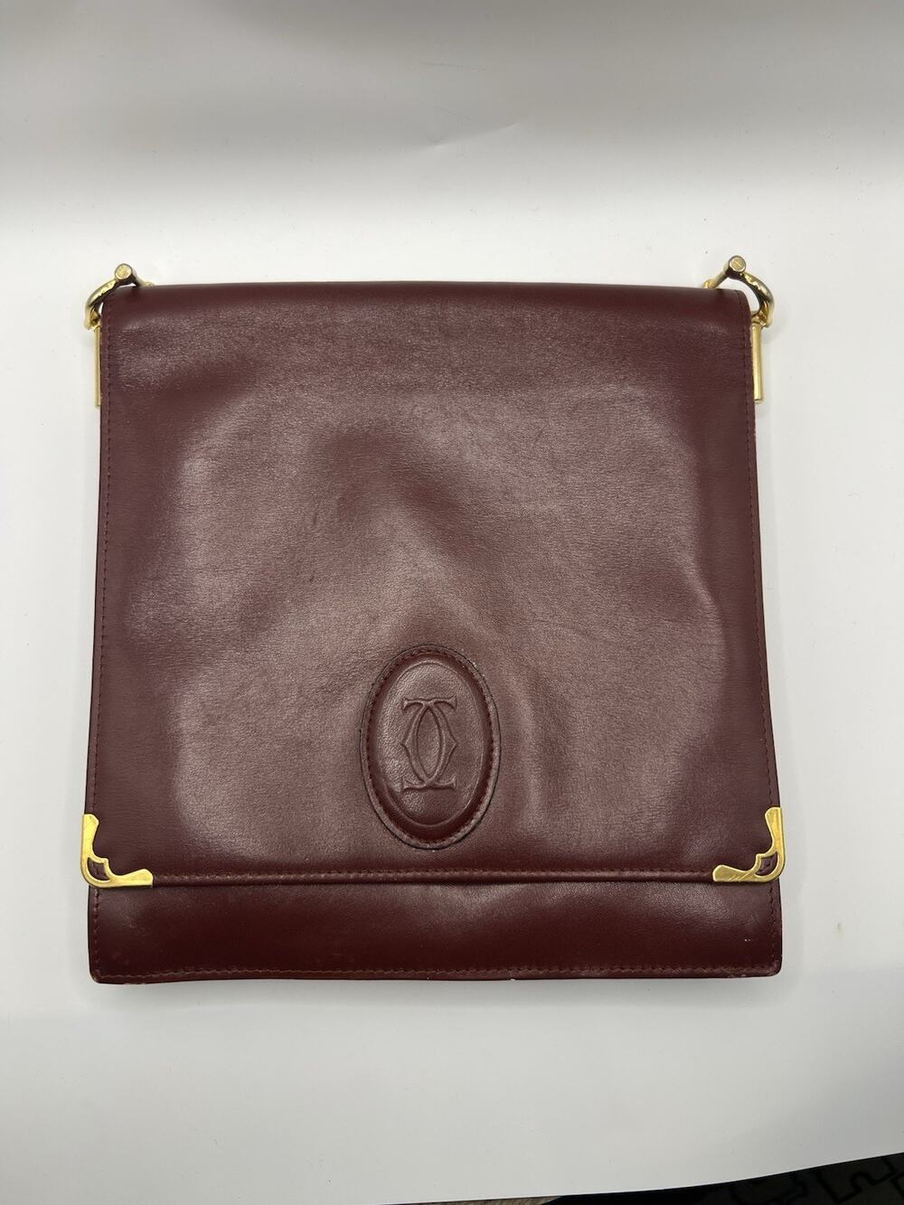 Cartier Vintage Must De Cartier Flap Bag Pouch No Strap Bordeaux